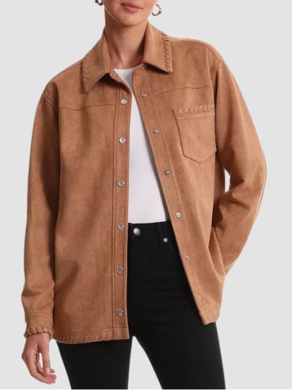 NEW Bagatelle Tan Camel Faux Suede Western Shacket
